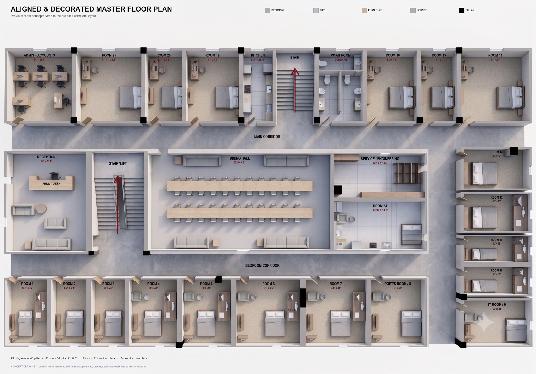 Titania Hotel concept master floor plan